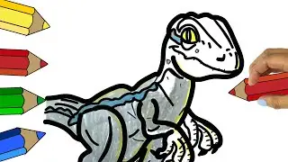 How to draw a VELOCIRAPTOR Jurassic World DINOSAURS-Jurassic World, Camp Cretaceous-How to draw BLUE
