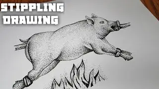 Stippling Drawing # 79- How to Draw a Pig Using Dot Easy| Animal Drawing| Stippling Art