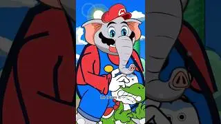 When Elephant Mario Tries To Ride Yoshi- Elephant Mario meme 