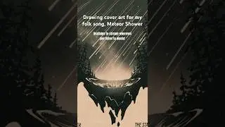 Drawing cover art for my folk song, Meteor Shower. Out now! #spaceforest #meteorshower #folksong