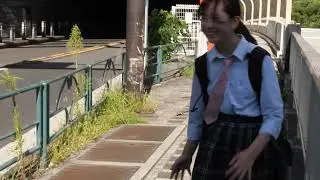 High school girl-18 years old skirt billows up like 