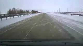 Driving on clear road then snow truck arrives