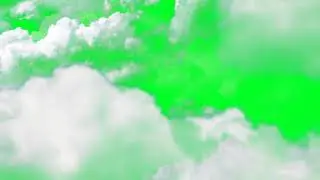 animation flying through the clouds on the green screen background