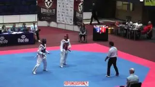 62kg Adriana SIMANKOVA (CZE) vs (HUN) BRAUN,Timea(-21 European TKD Championships 2015)
