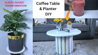 PLASTIC BUCKET TRANSFORMER TO A FLUTED COFFEE TABLE AND A FLUTED PLANTER ~2024 diy projects.