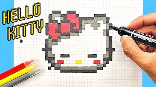 How To Draw HELLO KITTY - PIXEL ART Tutorial