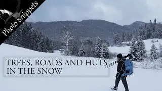 Landscape Photography: Trees, roads and huts in the snow