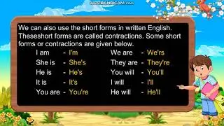 Class 2: Word Contractions