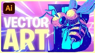 Bee Illustration Process - Sketching on Paper and Vectoring in Adobe Illustrator - Speed Art