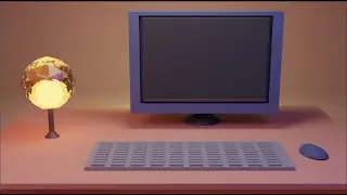 [time lapse] Low Poly - Computer Desk With 🖥️ + ⌨️ +🖱️ + 🕯️ | Blender - 3D modelling
