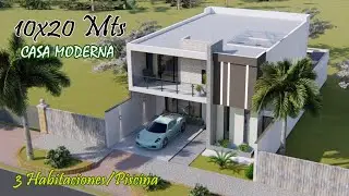 CASA MODERNA 10 X 20 METROS | CASA UNIFAMILIAR 2 PISOS | 3 RECAMARAS | GARAJE | PISCINA | 200 M2