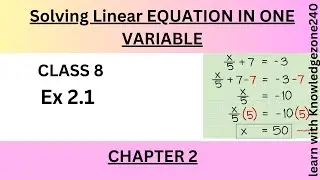 Ex 2.1 | Linear equation in one variable | class 8 | chapter 2