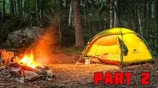 Solo Tent Camping Next To Wilderness Lake