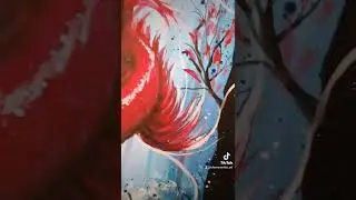 Gouache painting RED FISH Forest | РЫБКА в лесу Гуашь