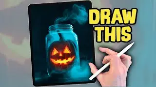 PROCREATE Halloween Pumpkin Jar DRAWING Tutorial in EASY steps