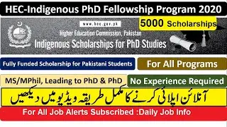 HEC Scholarship 2020 | 5000 Scholarships | Indigenous Scholarships | Apply Online | Daily Job Info