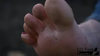 My flip flops and very dirty feet