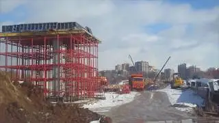 Строительство трамвайной линии в Приволжском районе последний год Тульской улицы Казань