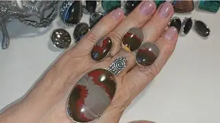 127. Серебряные украшения с заринитом, кунцитом, обсидианом, аквамарином💎💍👌