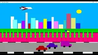 City Road Scenario OpenGL Project | Plane Animation | C++ Computer Graphics Program for moving Train