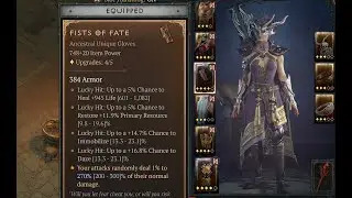 Diablo 4 - RNG Gloves (Fists of Fate) - T4 Torment PvP Melee Sorc Level Gap