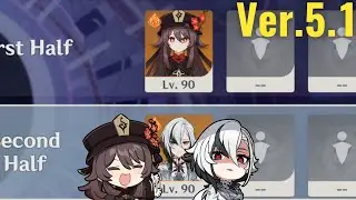 【原神】Ver.5.1 胡桃＆召使の両単騎で螺旋12層 星9クリア/ Ver.5.1 Spiral Abyss Floor 12 Hu Tao ＆ Arlecchino ☆9 Stars