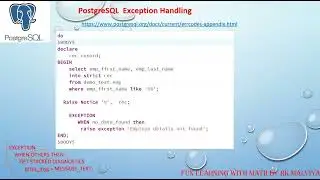 PostgreSQL exception handling, User define exception handling  (English, Hindi) 