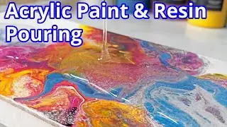 A Fun New Acrylic Paint Pour With A Resin Clear Coat - No Paint Mixing Required!