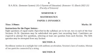 BA / BSc 5th Semester Mathematics Syllabus 2024 GNDU University | BSc 5th Semester Syllabus 2024