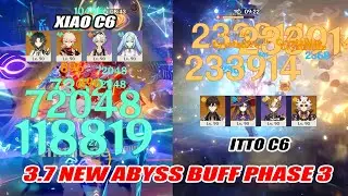 3.7 New Abyss Buff Phase 3 - Xiao C6 & Itto C6 - 36% Elemental Res Reduce For Normal Atk Team