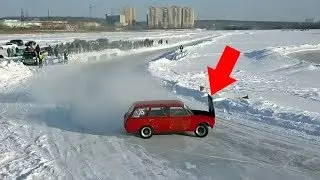 ВАЗ-2102 на льду озера Алебашево. Дрифт. Капот.