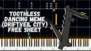 Toothless Dancing Meme (Driftveil City) PIANO TUTORIAL FREE SHEET IN THE DESCRIPTION!!! 😮