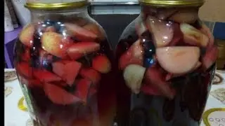 КОМПОТ НА ЗИМУ!! ИЗ ЯБЛОК !!! ОЧЕНЬ ВКУСНЫЙ!!!Компот из яблок и черноплодной рябины!