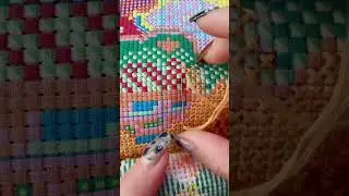 Mesh cross stitch embroidery method~