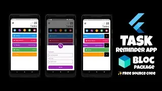 Flutter UI Practicing | Task reminder App | Clean architecture using Bloc package.