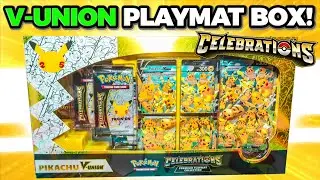 Opening Pokemon Celebrations Pikachu V Union Premium Playmat Collection Box!