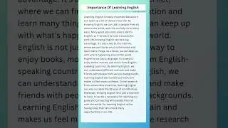 Importance of Learning English paragraph