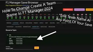 How To Change Create A Team Name In F1 Manager 2024 (Very Simple)