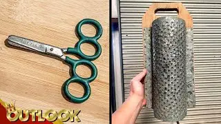 What Is This Mysterious Scissor With Four Finger Rings And This Bumpy Metal Tube On A Wooden Board?
