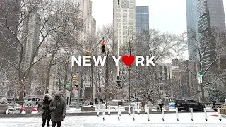 [4K]🇺🇸NYC's First Snow of 2025⛄❄️: Walking Midtown Manhattan | Jan. 2025