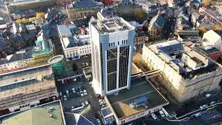 A fly around the tallest building in Blackburn - the New Town Hall with the DJI Mavic Zoom in 4K