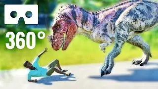 VR 360 Video Dinosaur attacks & eats Human in Jurassic Park 360° World Virtual Reality