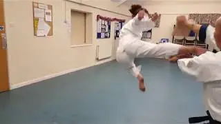 Flying Side Kick Board Break
