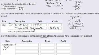 Note Payable - Calculating Maturity date and Journal Entries (MOM)