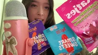 ASMR trying new gummies (mouth sounds) 🍭