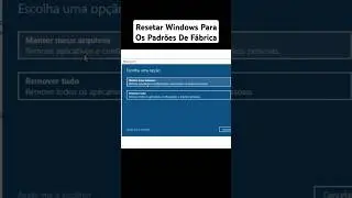Restaurando Windows Para Os Padrões De Fábrica #windows10 #microsoft #windows #informatica