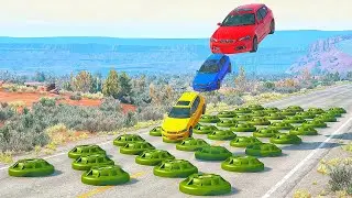Small to Giant Cars vs Numerous Land Mines – BeamNG.Drive