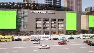 Green Screen City Billboards Mockup 12