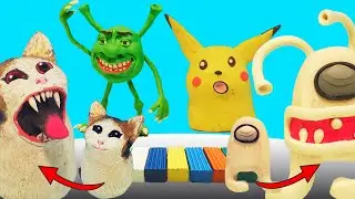 Amogus, Pikachu and other Memes - Sculpt from plasticine | Horror Maker vs. Video Lepka