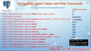 PostgreSQL DBA Day9 - PostgreSQL useful information schema tables and PSQL commands in PostgreSQL